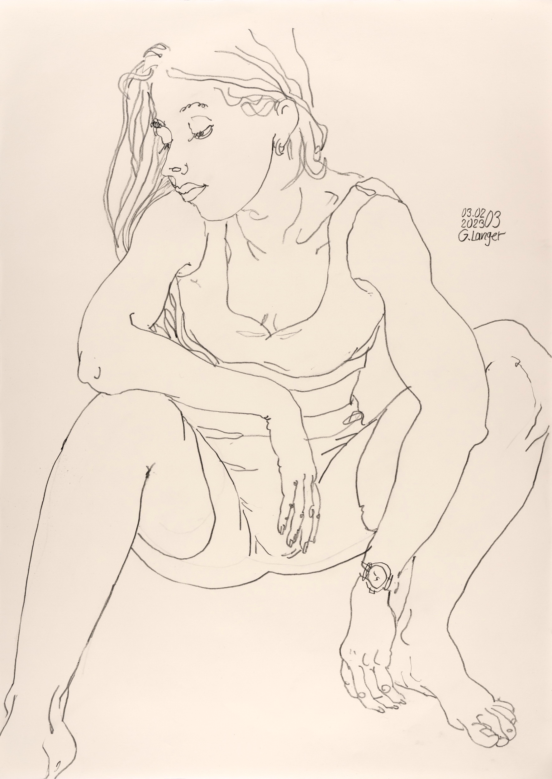 Gunter Langer, 2023, Bleistiftzeichnung, Zeichenpapier, 71 x 51 cm